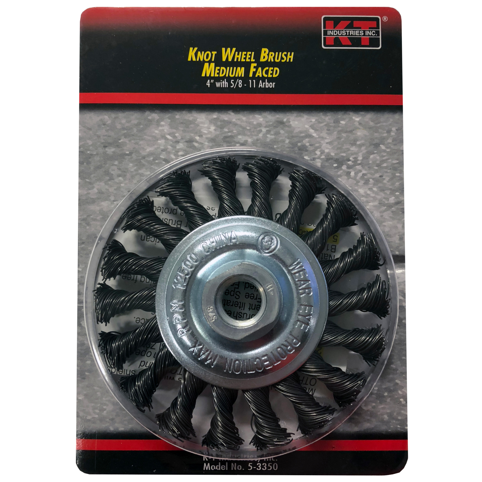 K-T Industries Knot Wheel Brush — 4in., Medium, 5/8-11 Arbor, 11,000 RPM, Model# 5-3350